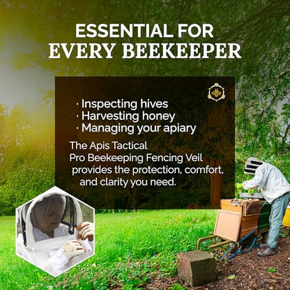 Bee Keeper Hat with Veil, Ventilated Fencing-Style Beekeeping Veil, Bee Protective Gear for Men & Women, Comfortable Mesh for Beekeeping, Beekeeping Supplies - XL+ - size: XL+