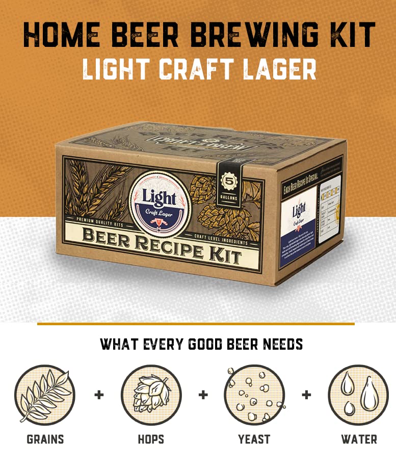 Craft a Brew - Beer Recipe Kit - Light Lager - Home Brewing Ingredient Refill - Beer Making Supplies - Includes Hops, Yeast, Malts, Extracts - 5 Gallons - color: Light Lager