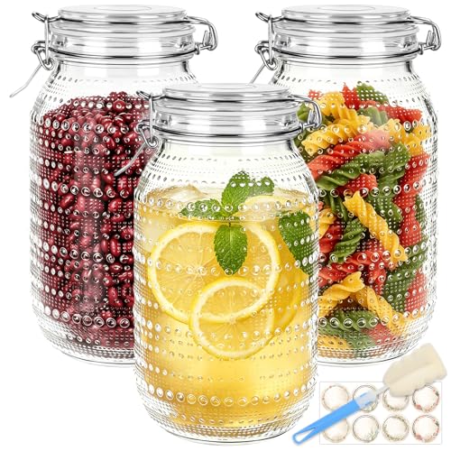 Alotpower 64 oz Wide Mouth Mason Jars with Airtight Lids 3 Pack | Half Gallon Canning Jars with Hinged Lids for Canning,Pickling,Pantry Organization,Fermentation,Dry Food and Storage - color: 64fl.oz 3pack