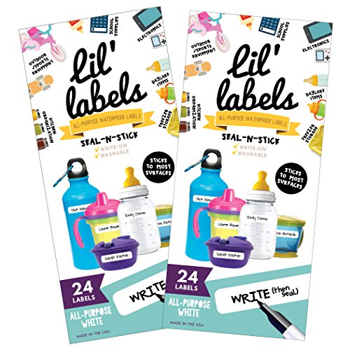 Lil' Labels, Write-On Food Labels, Waterproof Label, Multipurpose, Self-Laminating, Dishwasher-Safe, Write-On for Home Organization and Kitchen Labels (All-Purpose White, Set of 2) - color: All-purpose White Set of 2