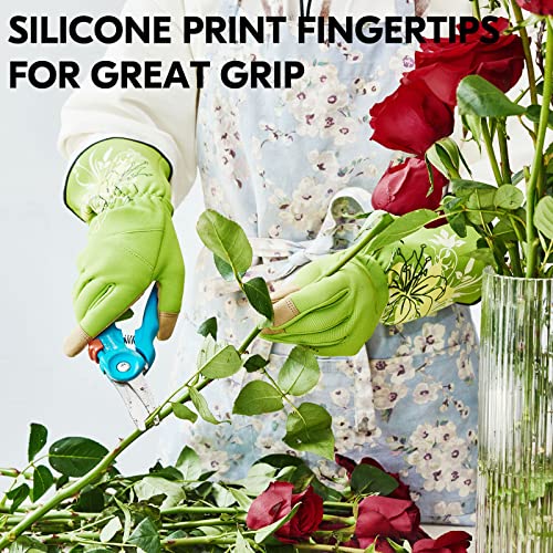 Vgo... 1-Pair Ladies' Synthetic Leather Gardening Gloves, Long Sleeves Gauntlet, Breathable & Grip Work Gloves, High Dexterity, Washable (Size S, Green, SL7445) - color: 1 Pair - Light Green, size: Women's Small