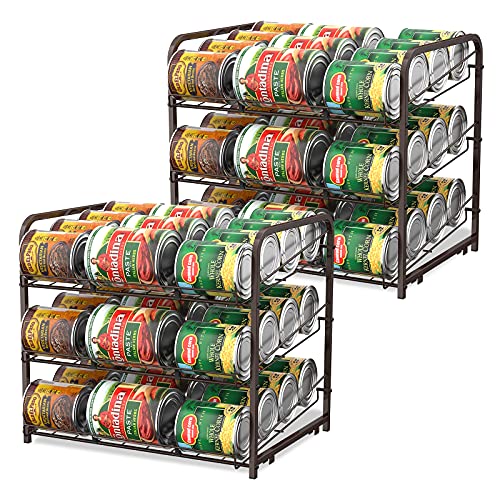 BTY Can Organizer for Pantry Stackable 2 Pack, Can Storage Organizer Rack Stacking Can Dispensers Small Space Holds up to 36 Cans for Pantry, Kitchen, Cabinet- Brown - color: Brown