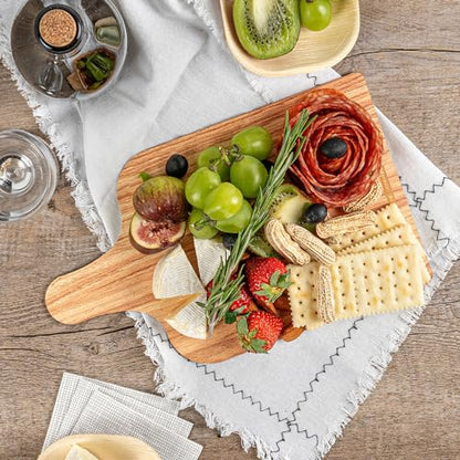 Restaurantware Cater Tek 11.8 x 7 Inch Charcuterie Boards 10 Faux Wood Cheese Boards - WIth Handle Stackable Paper Cardboard Charcuterie Boards Disposable For Serving At Catered Events