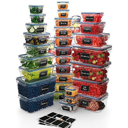 Chef's Path 72 Piece Airtight Food Storage Containers with Lids, 36 Containers and Lids, Stackable Kitchen and Pantry Canisters for Meal Prep and Food Storage - Transparent - color: Pack of 36