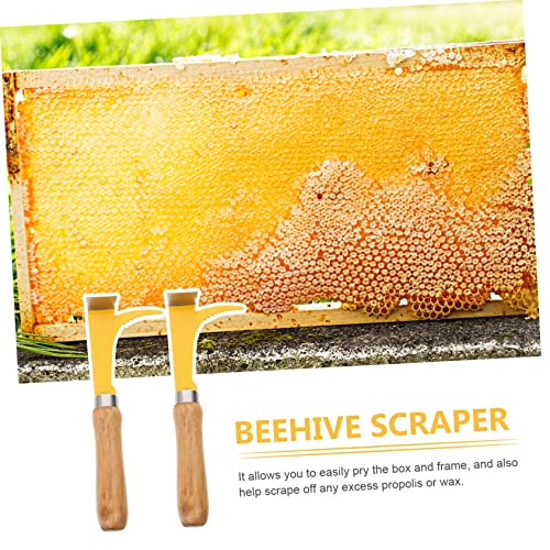 2pcs Bee Hive Scraping Tools Wooden Handle Beekeeping Equipment for Honey Cutting Hive Body Separation