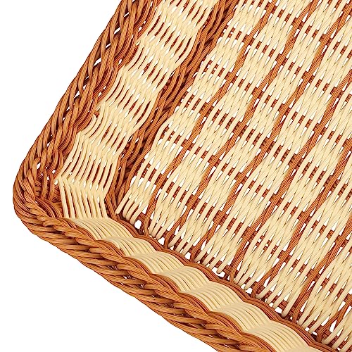 3 PCS 16 Inch Wicker Bread Basket, Woven Serving Basket, Tabletop Food Serving Basket for Restaurant, Bakery, Family Party, Hotel Serving, Fruits, Vegetables and Snacks, by GNIEMCKIN - size: 3 PCS 16 Inch Cream and Brown