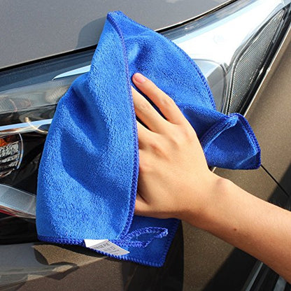400 GSM Microfiber Cleaning Cloths,Ultra Absorbent Lint Free Reusable Towels for Kitchen, Glass, Windows, Car Detailing & Household Cleaning, Thick Quick Dry Cleaning Rags, 12" x 12" - color: Blue