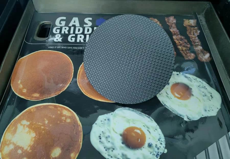 Firsgrill Burger Press 7.08" Round,Heavy-Duty Cast Iron Smash Burger Press Meat Steak With Wood Handle for Blackstone Camp chef Pitboss Weber Griddle Grills(Round) - size: 7.1" x 7.1" x 2.9"