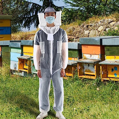 Haofy Bee Suit for Men Women Sting Proof Beekeeping Suit with Round Veil Hat Beekeeper Costume Ventilated Hood Bee Outfit for Backyard and beekeeping supplies (XL)