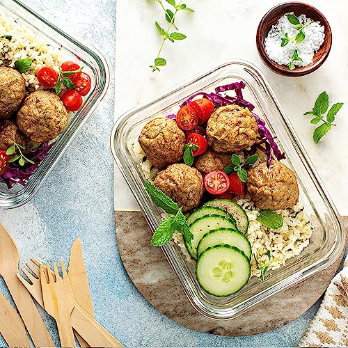 VERONES 10 Pack 22 OZ Glass Meal Prep Containers, Airtight Glass Lunch Containers Set, Glass Food Storage Containers with Lids,Exclusive of BPA, for Microwave, Oven, Freezer & Dishwasher Friendly,Grey - color: Grey