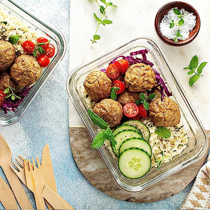 VERONES 10 Pack 22 OZ Glass Meal Prep Containers, Airtight Glass Lunch Containers Set, Glass Food Storage Containers with Lids,Exclusive of BPA, for Microwave, Oven, Freezer & Dishwasher Friendly,Grey - color: Grey