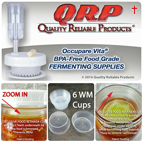 BETTER than Glass Fermentation Weights - Food Grade Plastic Mason Jar Food Fermentation Weights CUPS keep food submerged in brine (6-3" WIDE MOUTH CUPS ONLY, NOT KITS) - size: 6-3" WIDE MOUTH CUPS ONLY, NOT KITS