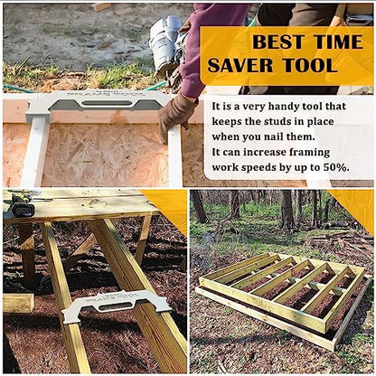 Framing Tools,16 Inch On-Center Stud Layout Tool,100% Cast Aluminum Framing Spacing Tool,Premium Wall Stud Framing Tool,Precision Measurement Jig Tool For Framing Wall - size: 1 Pack