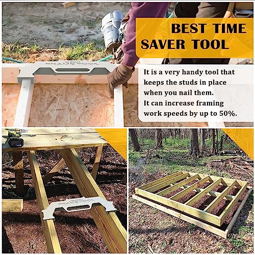 Framing Tools,16 Inch On-Center Stud Layout Tool,100% Cast Aluminum Framing Spacing Tool,Premium Wall Stud Framing Tool,Precision Measurement Jig Tool For Framing Wall (2 Pack) - size: 2 Pack