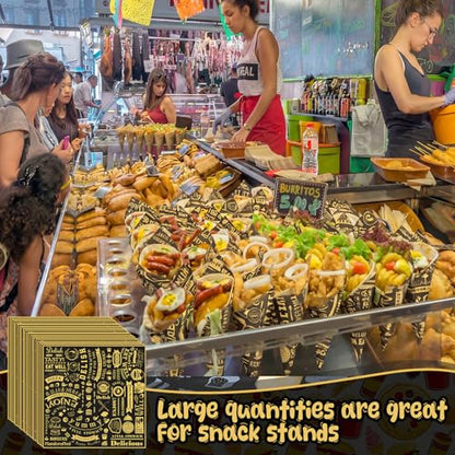 Outus 600 Pcs 12 x 12 Inch Deli Wax Paper Sheets Grease Resistant Tray Basket Liner Newsprint Paper Water and Grease Proof Sandwich Wrapping Square Hot Dog Wrapper for Food Baking (Black,Yellow) - color: Black,Yellow