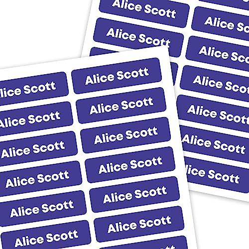 Mini Labels 1.5”x0.4” - 99 Pack Custom Name Stickers - Personalized Waterproof Name Labels for Bottles, Food Containers, School Supplies and More – Dishwasher & Microwave Safe – Blue - color: Blue, size: 99 Labels