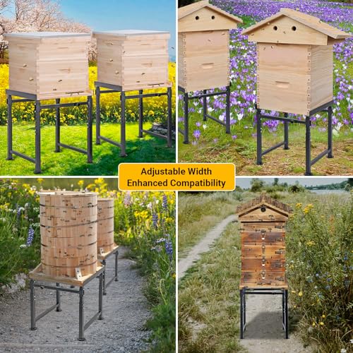 Adjustable Metal Hive Stand, Sturdy Beehive Stand | Adjustable Height 15” - 19” & Adjustable Width 14.5” - 24.5”, UV Resistant & Easy to Assemble Bee Stand for Beekeeping