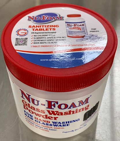 Nu-Foam Glass Washing Powder - Detergent for Bar Glassware – Original Streak-Free Solution - Hand Washing Bar, Tavern, Brewery Supplies - Concentrated 1 Lb Jar - style: 16 Ounce (Pack of 1)