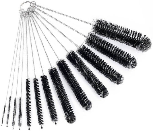 CiaraQ Bottle Cleaning Brushes, 8 Inch Nylon Tube Brush Set | Black Cleaner for Narrow Neck Bottles Cups with Hook, Set of 13pcs - color: Black, size: 8.0 Inch (13pcs)