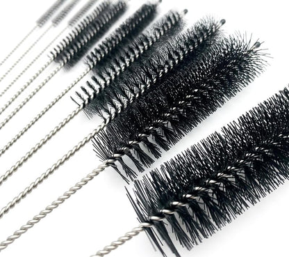 16 Pieces Bottle Brush Set, Nylon Bottle Brush with Flexible Stainless Steel Handle, Small and Long Handle Brush for Washing Narrow Neck Bottle, Straw, Pipes, Cup, Tube, Sink (Black) - color: Black