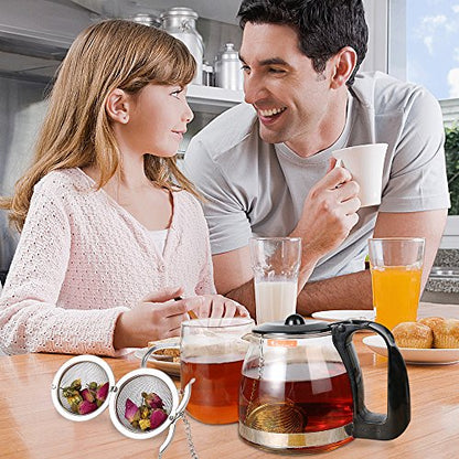 2Pcs Stainless Steel Tea Infuser Strainer, 2.04 Inch Metal Fine Mesh Tea Spice Ball for Loose Leaf Tea, Tea Filter with Chain Hook, Tea Interval Diffuser for Spices, Seasonings