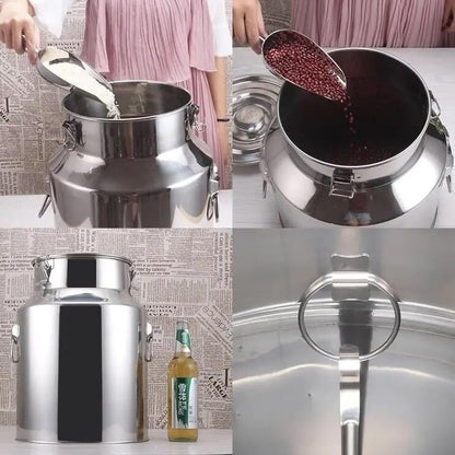 Oil Barrel Wine Barrel Liquid Storage Container, Milk Transport Can Milk Tank Fermentation Tank Sealed Barrel, Stainless Steel with Funnel(64L) - size: 64L