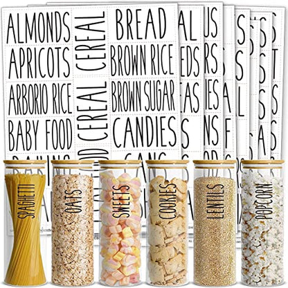 Talented Kitchen Kitchen Adhesive Labels - Waterproof Labels for Storage Bins - Pantry & Jar Stickers for Spices - Pack of 136, 2 x 3 in, Black Text on Clear Vinyl - color: Black Text on Clear Background