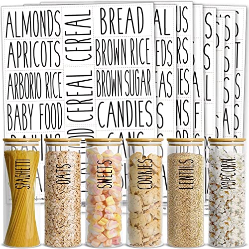 Talented Kitchen Kitchen Adhesive Labels - Waterproof Labels for Storage Bins - Pantry & Jar Stickers for Spices - Pack of 136, 2 x 3 in, Black Text on Clear Vinyl - color: Black Text on Clear Background