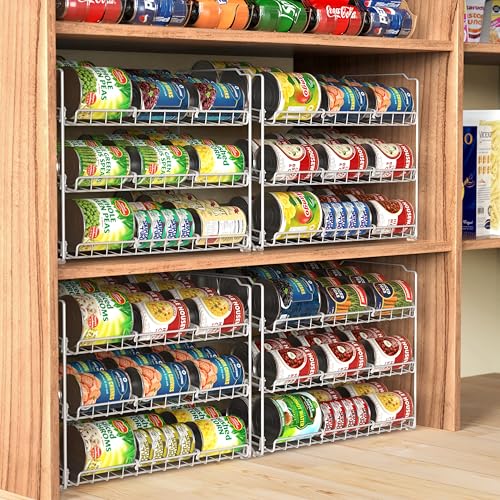 Simple Houseware Stackable Can Organizer Rack for Pantry/Cabinet - 11.5" D x 17" W x 13.75" H, Holds 36 Cans, 3-Tier Can Food Storage Dispenser, White - color: White