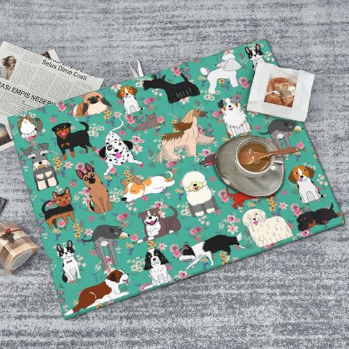 Dog Dish Drying Mat For Kitchen Microfiber Drying Mats Absorbent Reversible Dish Pad Draining Mats For Countertop Coffee Mats 18x24 Inch - color: Dog