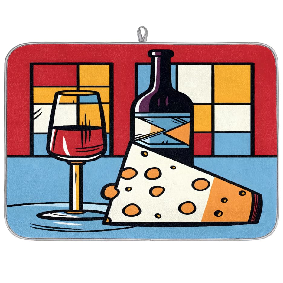Dish Mat Drying Kitchen Mat Wine Cheese Dish Drying Mat Dish Draining Super Absorbent Drying Mat Reversible Washable Reusable Coffee Mat 18x24" - size: 24" x 18"