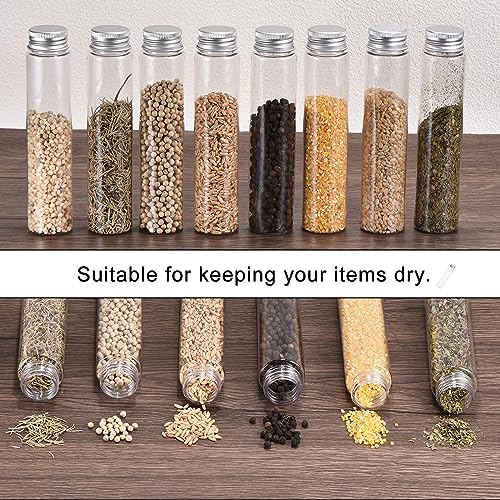 PATIKIL 40Pcs 110ml Plastic Test Tubes with Screw Caps, 155x33mm Tubes Aluminum Lid, for Scientific Experiments Party Decoration Candy Bead Storage Bath Salt