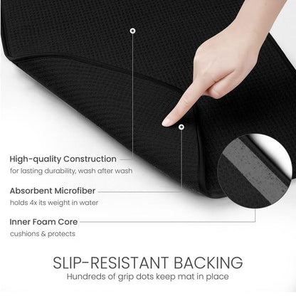 Bellemain XL Dish Mat Microfiber Dish Drying Mat, Super absorbent (Black, 17" x 24") - color: Black, size: 17" x 24"