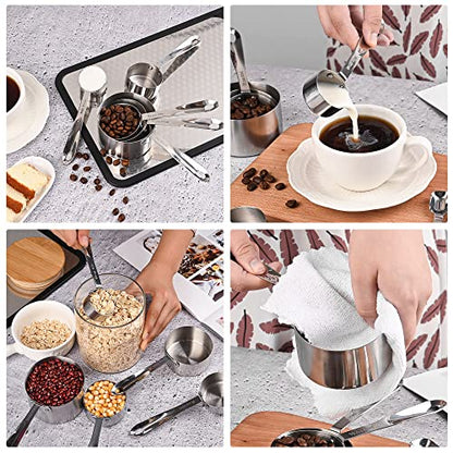 Stainless Steel Measuring Cups and Spoons Set of 12, 5 Dry Measuring Cups and 6 Measuring Spoons With Leveler for Kitchen