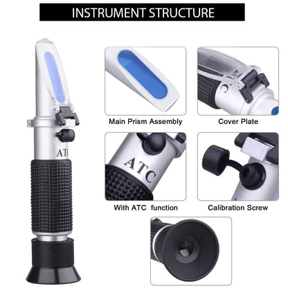Antifreeze Refractometer, 3-in-1 Antifreeze Coolant Tester for Checking Freezing Point, Concentration of Ethylene Glycol Propylene Glycol Based Automobile Antifreeze Coolant Condition - size: Antifreeze Refractometer