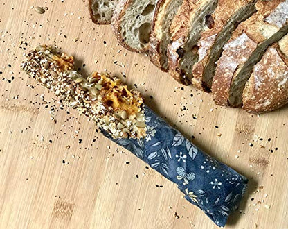 4-Pack Reusable Beeswax Wraps with Produce Bag & 2 Beeswax Bars