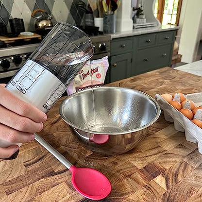KitchenArt 2 Cup Tri Adjust A-Cup, Easy Pour Measuring Cup, 3.25x3.25x6", Black/White | Mess Free Pouring | Measures 1/8 to 2 Cups | Includes Conversions | Kitchen Adjustable Measuring Cup For Liquids & Solids - size: 2 Cup