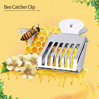 HERCHR Beekeeping Clip Stainless Steel Queen Bee Catcher Cage Catching Tool Beekeeping Equipment(5pc)