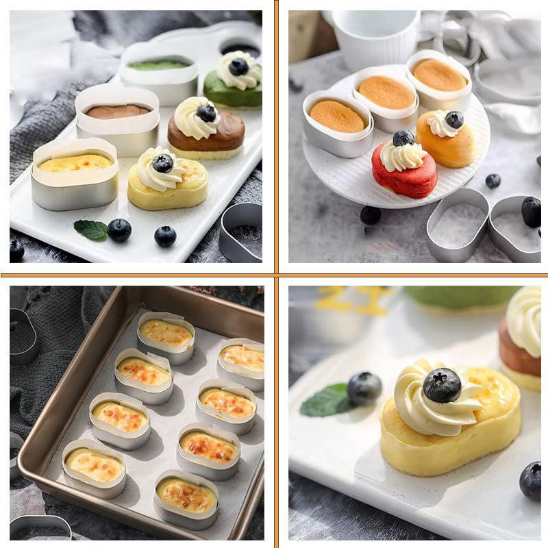 Stainless Steel Cheesecake Mould Oval Cake Mould 10 Pieces