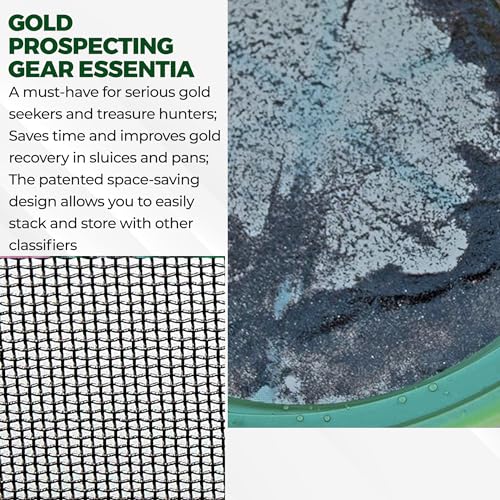 SE 13.25 Inch Wide Stackable Classifier Gold Prospecting Pan - 1/50 Inch Stainless Steel Mesh Sifting Pan, Green - size: 1/50 inch, style: Pans