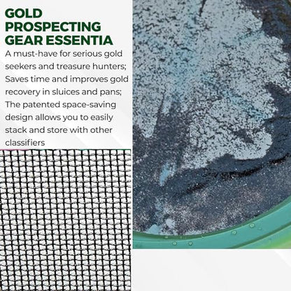 SE 13.25 Inch Wide Stackable Classifier Gold Prospecting Pan - 1/50 Inch Stainless Steel Mesh Sifting Pan, Green - size: 1/50 inch, style: Pans