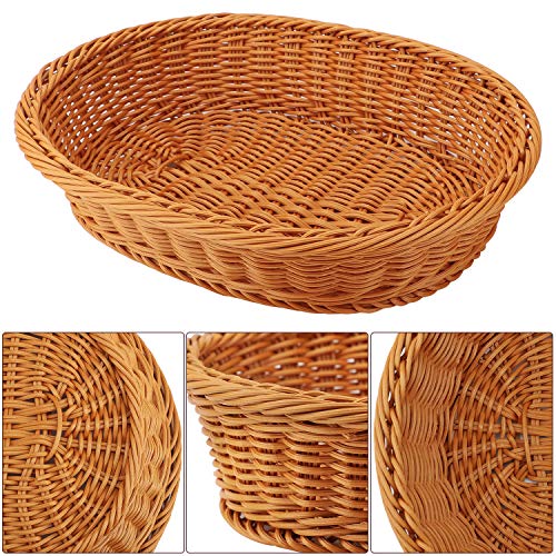 EUSOAR Wicker Basket, 12.2"x 7.9"x 2.8" 3pcs Tabletop Food Serving Baskets Trays, Bread Proofing Basket, Food Fruit Vegetables Sundries Storage Basket for Restaurant Bakery Family Party