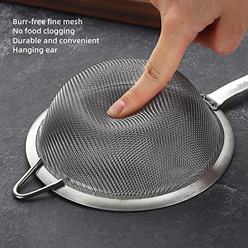 304 Stainless Steel Fine Mesh Strainers for Kitchen, Colander-Skimmer with Handle, Sieve Sifters for Food, Tea, Rice, Oil, Noodles, Fruits, Vegetable 5.51 inch Medium - size: 5.51 inch Medium