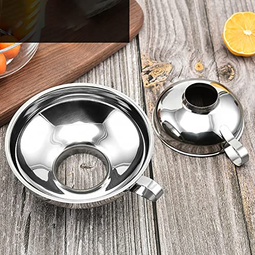 Stainless Steel Canning Funnel Wide Mouth Metal Funnels Large Kitchen Funnel Liquid Powder Transfer Funnel with Handle for Mason Jars Small