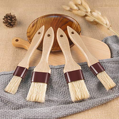 Pastry Brushes for Baking Basting Brush with Boar Bristles and Beech Hardwood Handles Culinary Oil Brush for Barbecue Butter Grill BBQ Sauce Baster Marinade Kitchen Food Cooking Brushes (1/1.5-2PCS) - color: 1 inch & 1.5 inch - 2PCS