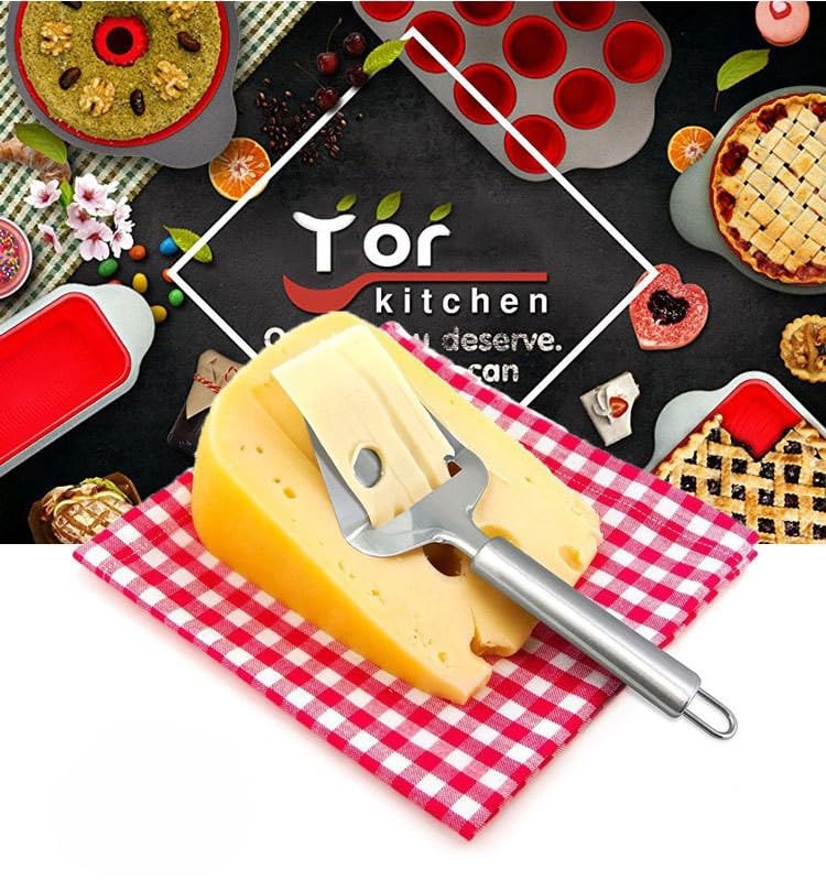 Stainless Steel Cheese Slicer for Block Cheese - Cheese Cutter & Handheld Shaver - Heavy Duty Slicer for Cheddar, Gouda, Soft and Hard Cheeses