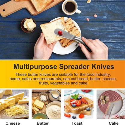 Spreader Knife Set,4-Piece Cheese and Butter Spreader Knives, Stainless Steel, Gifts for Father's Day/Chris (4 Silver Round Cheese Knife Set) - color: 4 Silver Round Cheese Knife Set