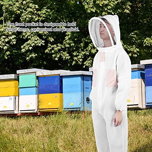 GLOGLOW Lightweight Ventilated Bee Suit for Beekeeping Double Zipper Smock with Hat Air Mesh Protective Jacket L XL XXL