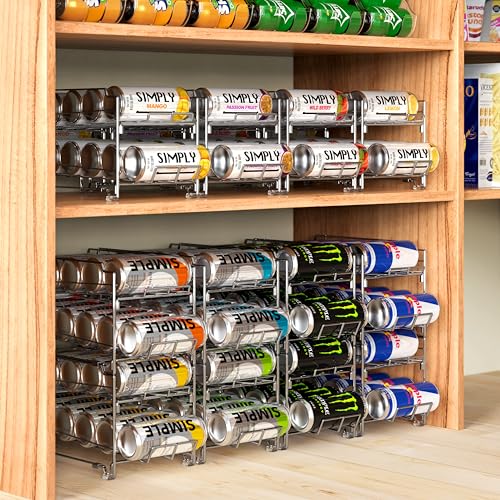 Simple Houseware 2PK Front Loading Tall Skinny Can Dispenser, Chrome - color: Chrome, size: Tall Can