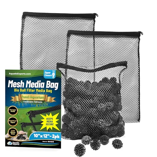 Aquatic Experts Mesh Media Bags – Large Hole 1/8" Mesh with Rustproof Plastic Zipper for Bio Balls & Large Filter Media (10" x 12", 2 Pack) - size: 10" x 12" (2 Pack)